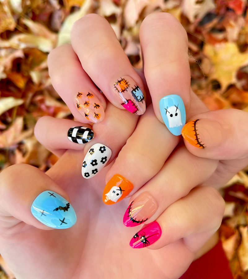 Ghouls Just Want To Have Fun: Short Almond Hand-Painted Press-Ons
