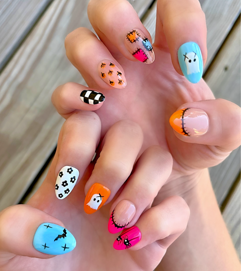 Ghouls Just Want To Have Fun: Short Almond Hand-Painted Press-Ons
