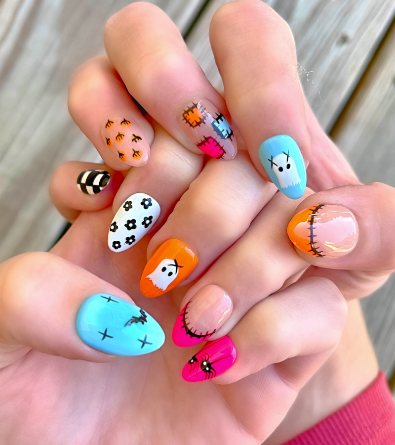 Ghouls Just Want To Have Fun: Short Almond Hand-Painted Press-Ons
