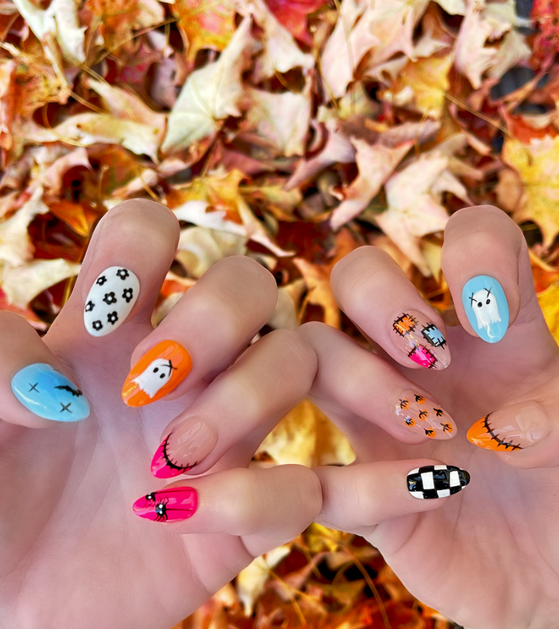 Ghouls Just Want To Have Fun: Short Almond Hand-Painted Press-Ons