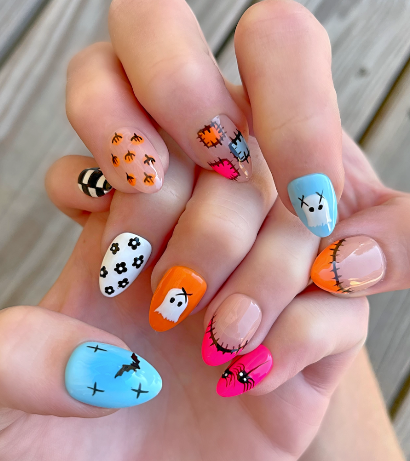 Ghouls Just Want To Have Fun: Short Almond Hand-Painted Press-Ons
