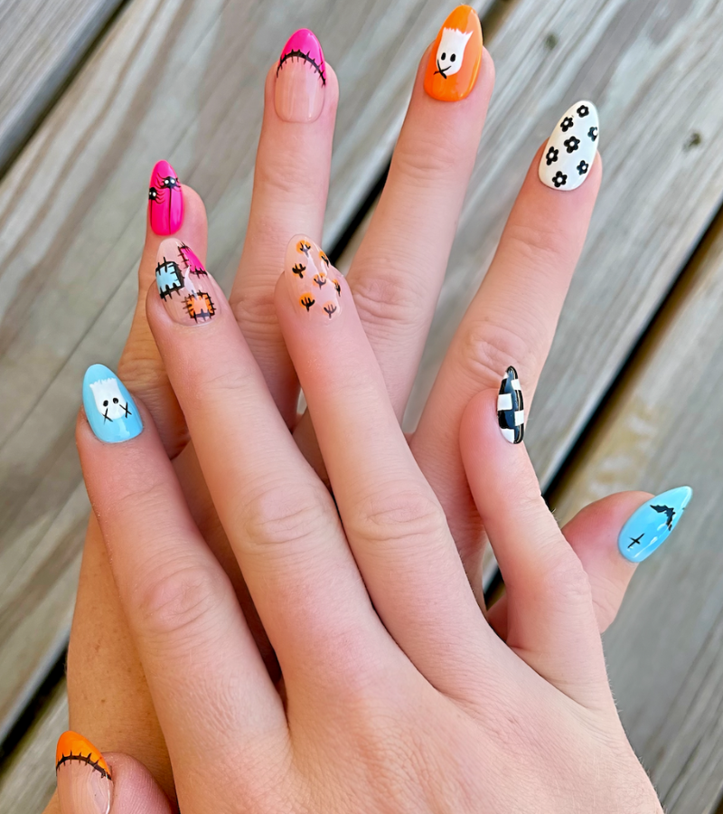 Ghouls Just Want To Have Fun: Short Almond Hand-Painted Press-Ons