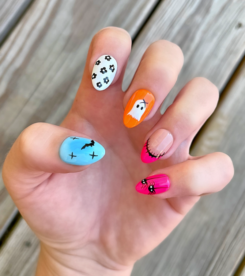 Ghouls Just Want To Have Fun: Short Almond Hand-Painted Press-Ons
