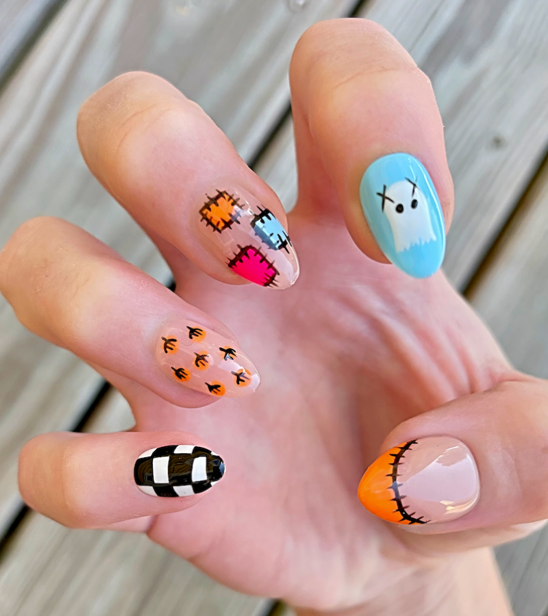 Ghouls Just Want To Have Fun: Short Almond Hand-Painted Press-Ons