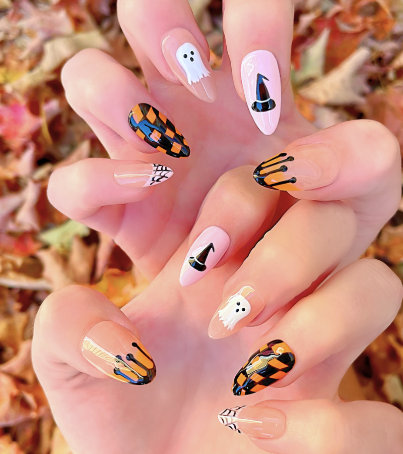 Witch, Please: 24pc Long Almond Hand-Painted Press-On Nails