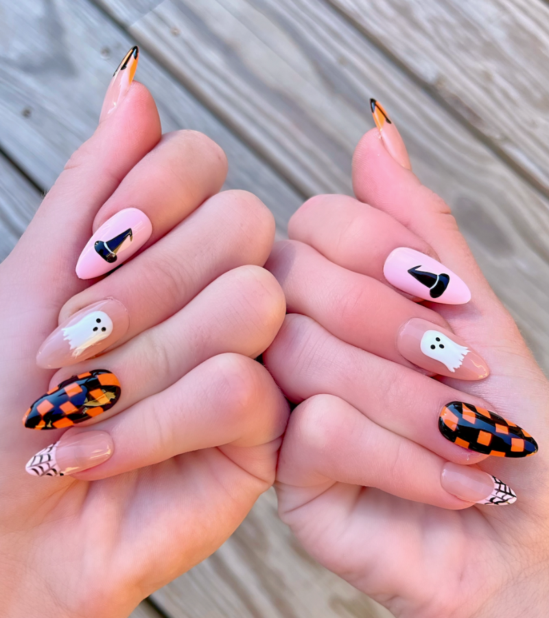 Witch, Please: 24pc Long Almond Hand-Painted Press-On Nails