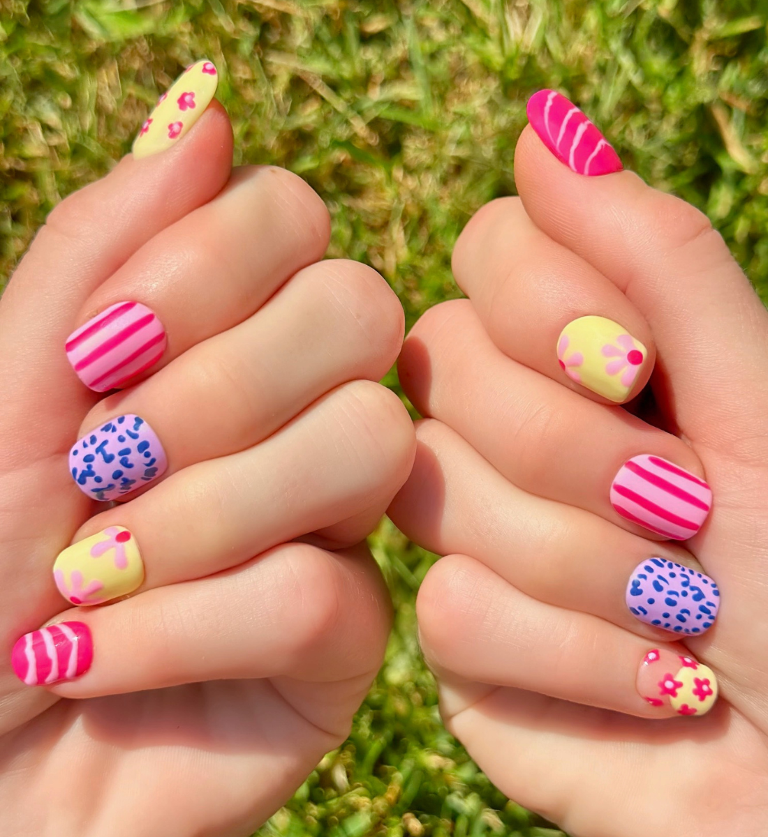 Candy Safari: Hand-Painted Press-On Nails | Short Squoval | Square | Round