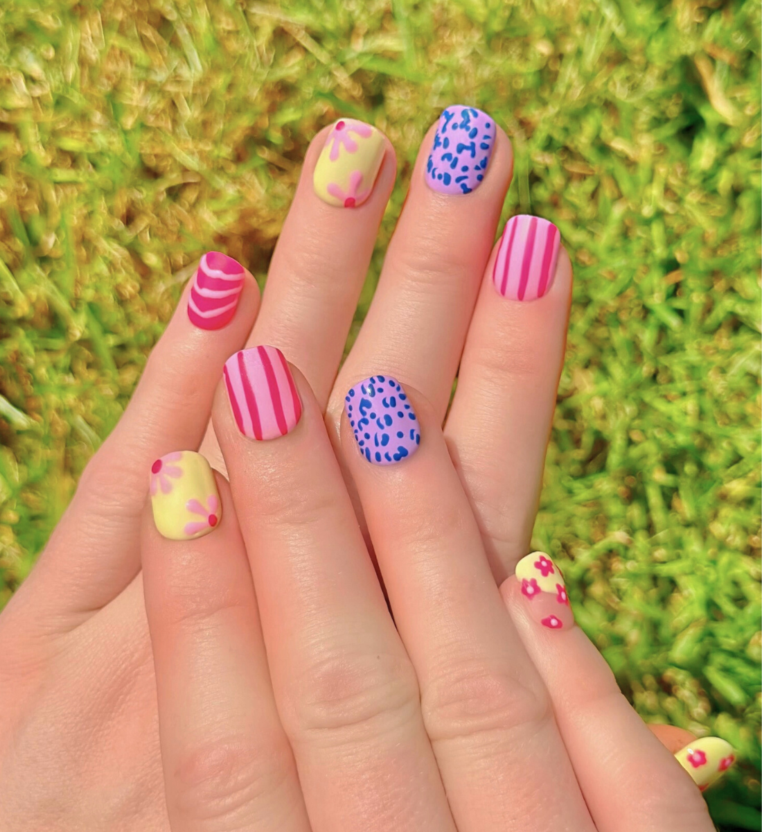 Candy Safari: Hand-Painted Press-On Nails | Short Squoval | Square | Round