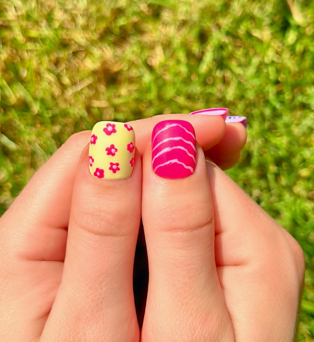 Candy Safari: Hand-Painted Press-On Nails | Short Squoval | Square | Round