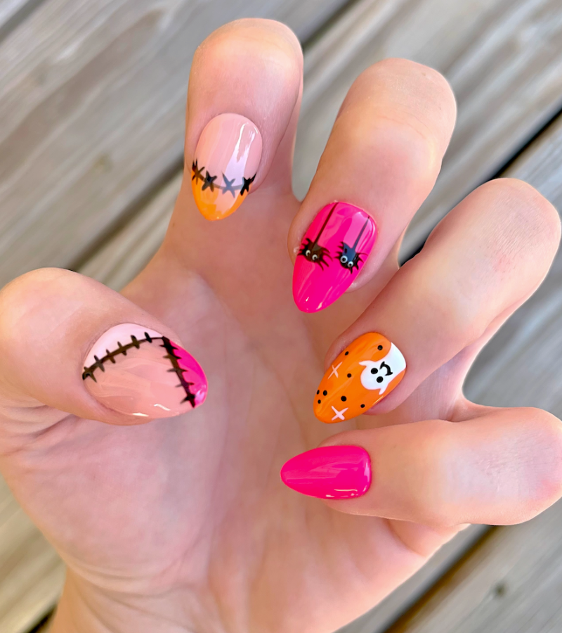 Frankenstein Fab: 24 Piece Almond Press-On Nails