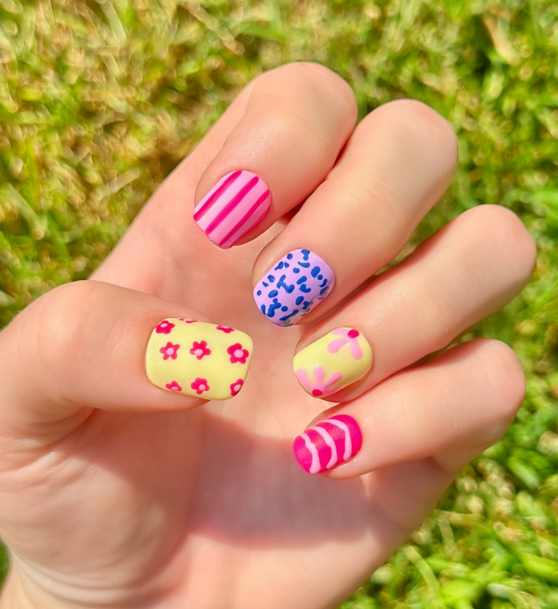 Candy Safari: Hand-Painted Press-On Nails | Short Squoval | Square | Round
