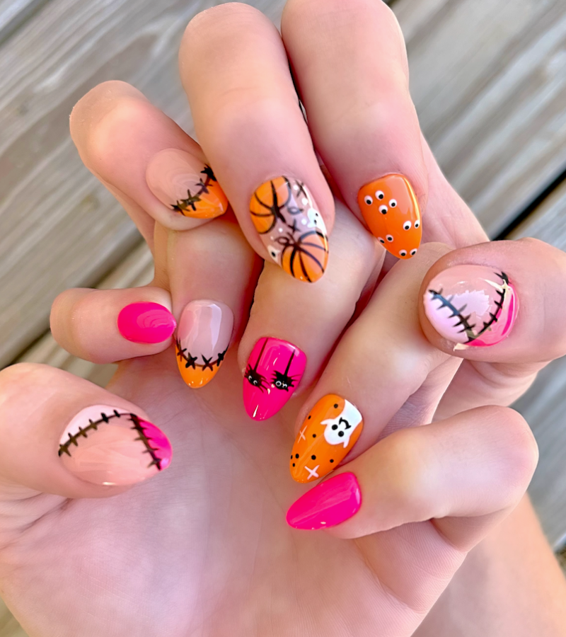 Frankenstein Fab: 24 Piece Almond Press-On Nails
