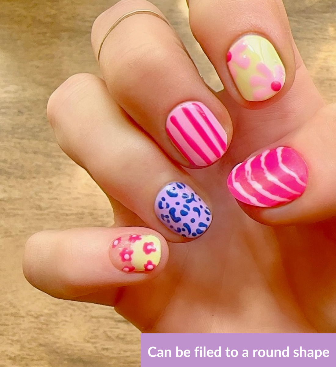 Candy Safari: Hand-Painted Press-On Nails | Short Squoval | Square | Round