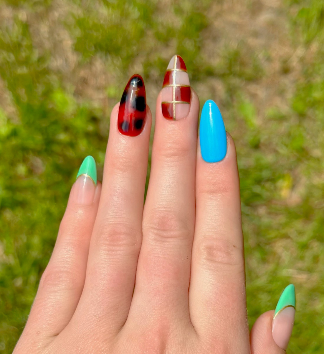 Chess Not Checkers: 24pc Long Almond Hand-Painted Luxury Press-On-Nails