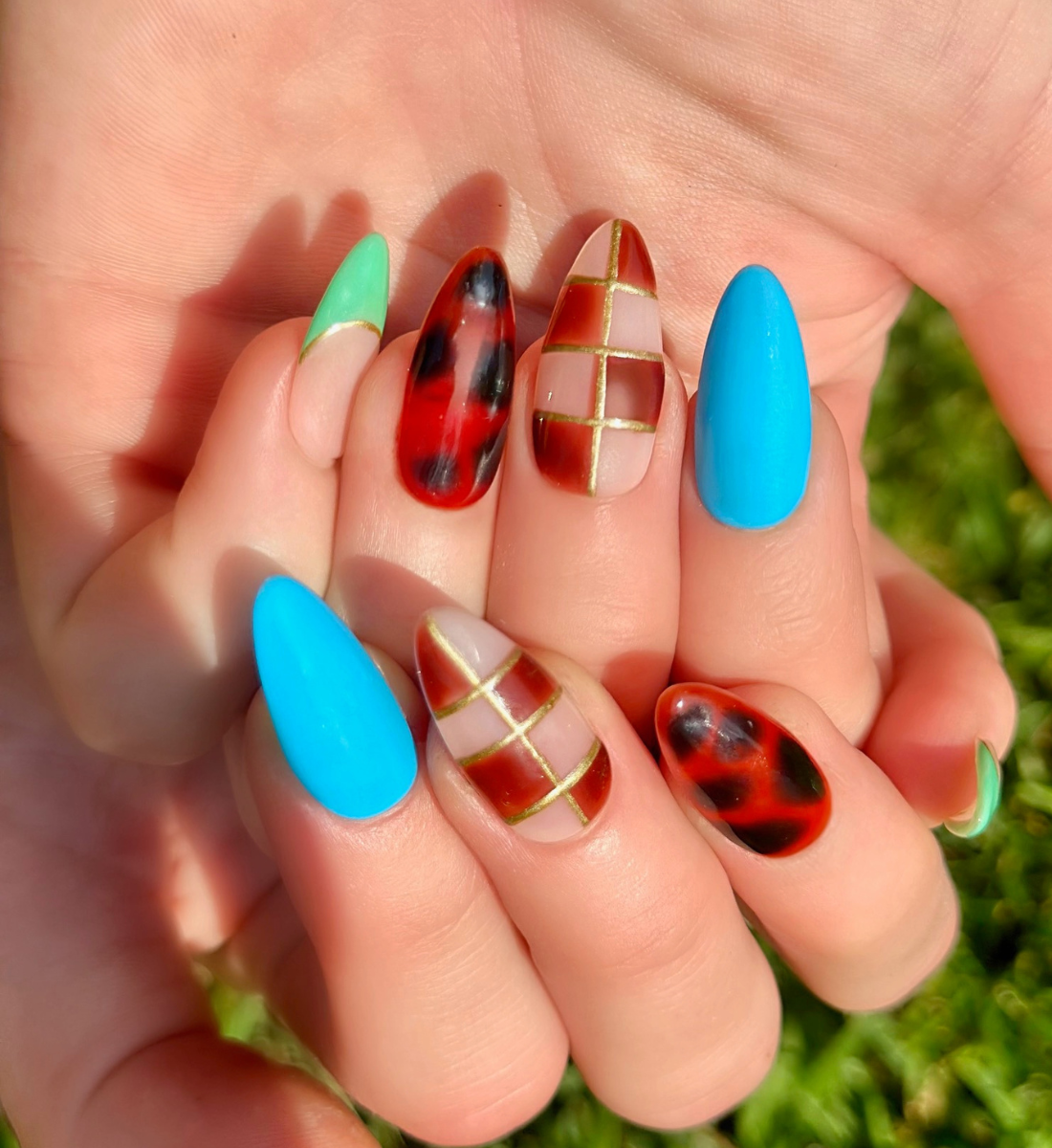 Chess Not Checkers: 24pc Long Almond Hand-Painted Luxury Press-On-Nails