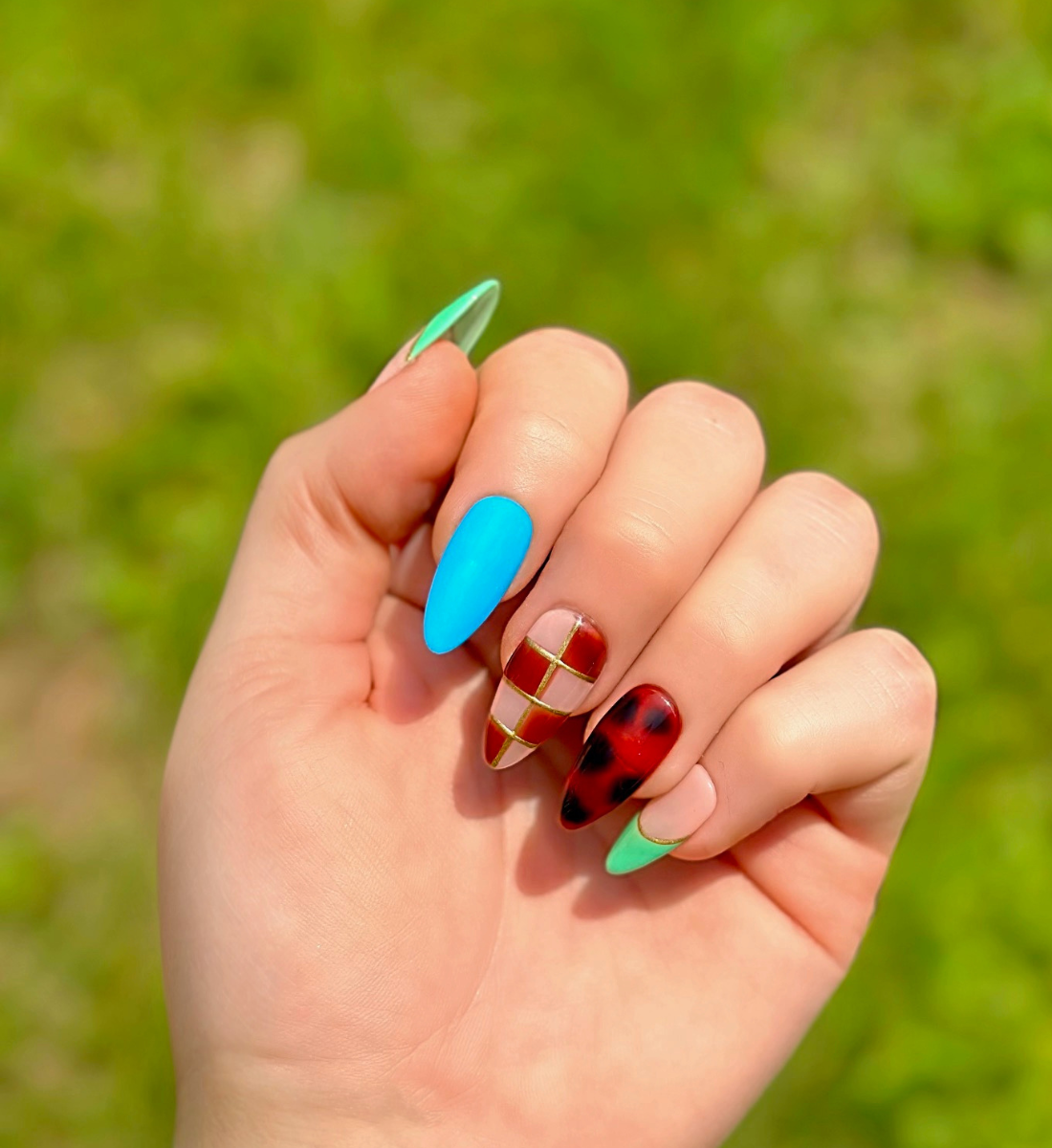Chess Not Checkers: 24pc Long Almond Hand-Painted Luxury Press-On-Nails