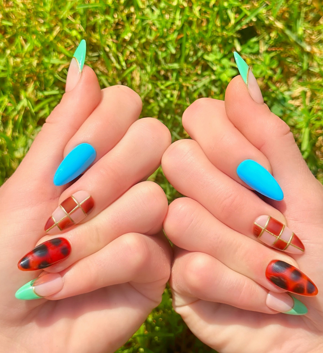 Chess Not Checkers: 24pc Long Almond Hand-Painted Luxury Press-On-Nails