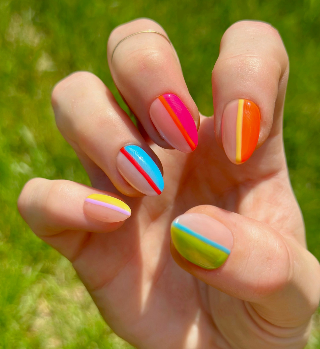 Stripes or Flowers? Let's Get Both: 24pc Hand-Painted Luxury Press-On Nails