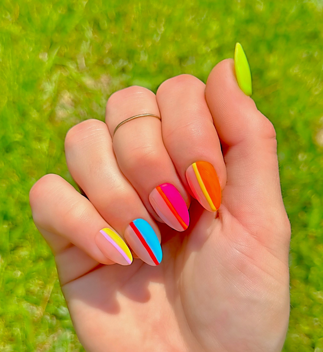Stripes or Flowers? Let's Get Both: 24pc Hand-Painted Luxury Press-On Nails
