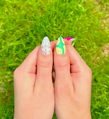Cosmic Carnival: 24 pc Long Almond Hand-Painted Luxury Press-On-Nails