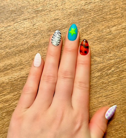 Savage: 24pc Short Almond Hand-Painted Luxury Press-on Nails