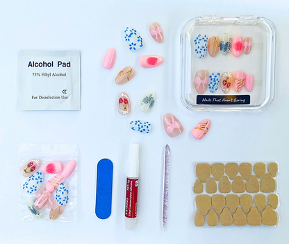 Love Shack: 24pc Short Almond Hand-Painted Press-On Nails