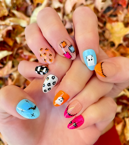 Ghouls Just Want To Have Fun: Short Almond Hand-Painted Press-Ons