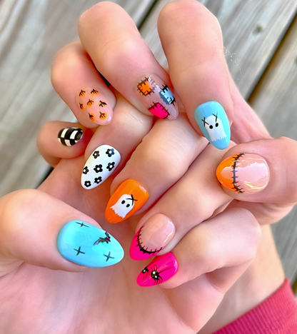 Ghouls Just Want To Have Fun: Short Almond Hand-Painted Press-Ons