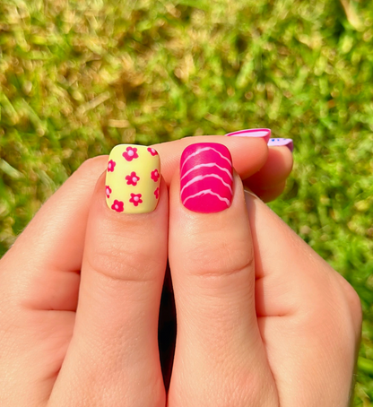 Candy Safari: Hand-Painted Press-On Nails | Short Squoval | Square | Round