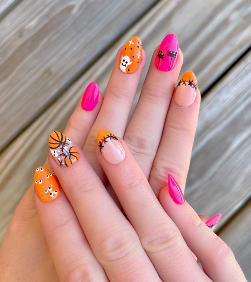 Frankenstein Fab: 24 Piece Almond Press-On Nails
