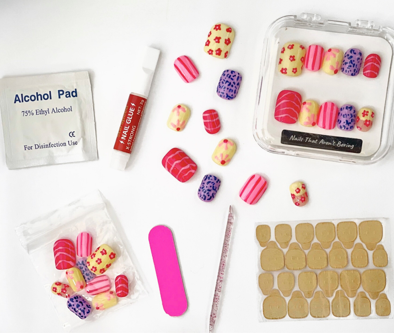 Candy Safari: Hand-Painted Press-On Nails | Short Squoval | Square | Round