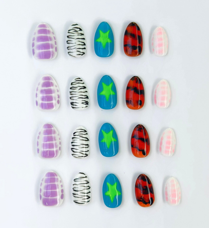 Savage: 24pc Short Almond Hand-Painted Luxury Press-on Nails